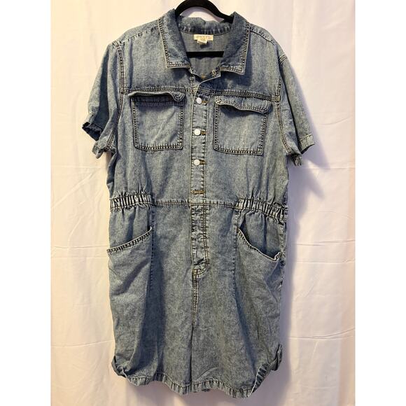 Festi Pants - Torrid Festi Denim Jean Denim Romper Blue Ruched Waist Women's Sz 2X